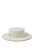 Boater Hat With Neck Tie And Chin Strap